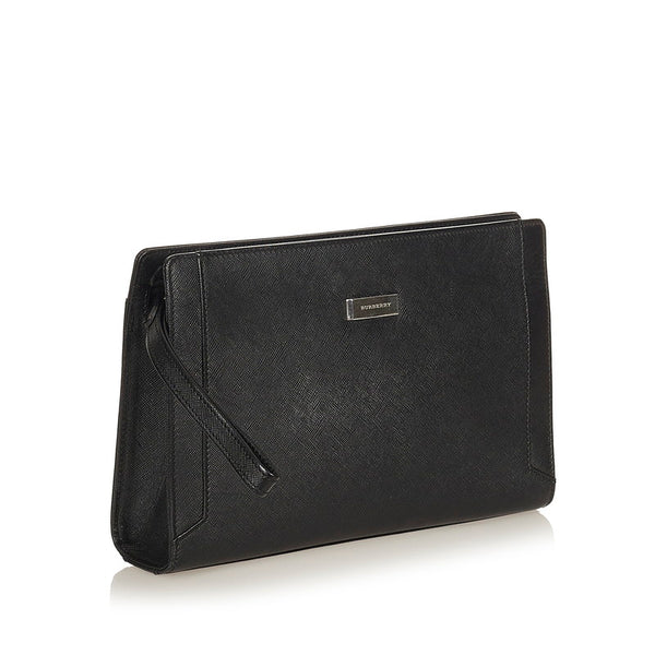 バーバリー ブラック レザー セカンドバッグ メンズ BURBERRY 【中古】