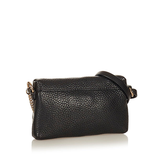 バーバリー ブラック レザー ショルダーバッグ レディース BURBERRY 【中古】