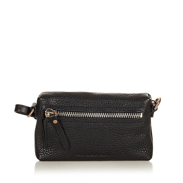 バーバリー ブラック レザー ショルダーバッグ レディース BURBERRY 【中古】