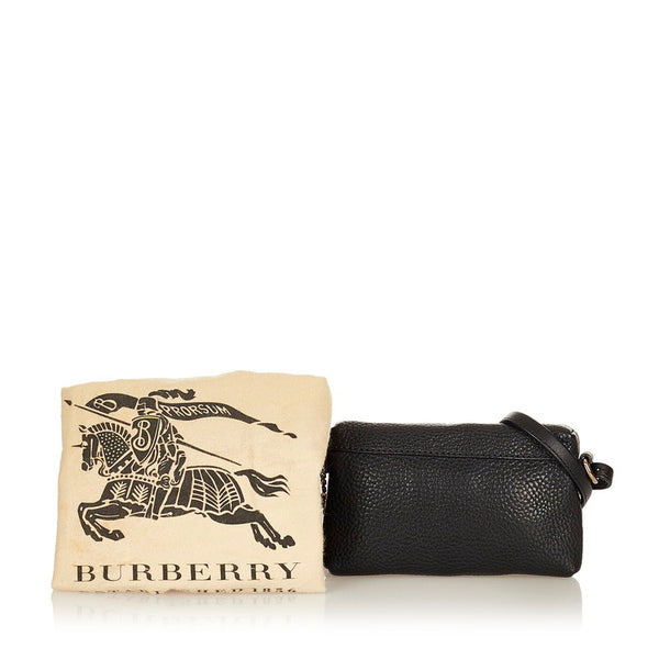 バーバリー ブラック レザー ショルダーバッグ レディース BURBERRY 【中古】