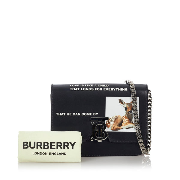 バーバリー TB バッグ 肩掛け ショルダーバッグ ブラック レザー レディース BURBERRY 【中古】