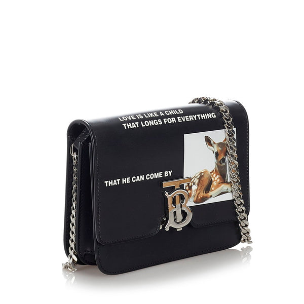 バーバリー TB バッグ 肩掛け ショルダーバッグ ブラック レザー レディース BURBERRY 【中古】