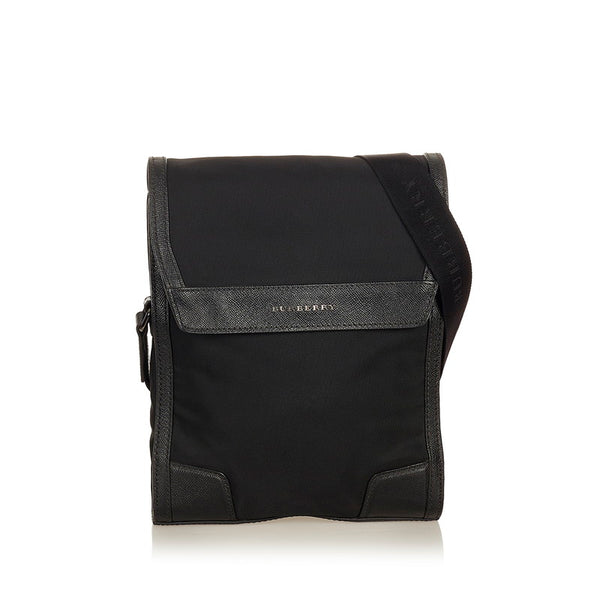 バーバリー ブラック キャンバス レザー 斜めがけ ショルダー メンズ BURBERRY 【中古】