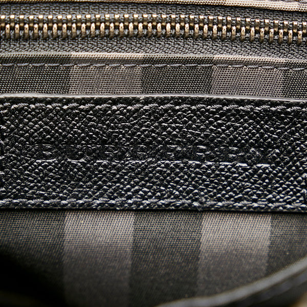 バーバリー ブラック キャンバス レザー 斜めがけ ショルダー メンズ BURBERRY 【中古】