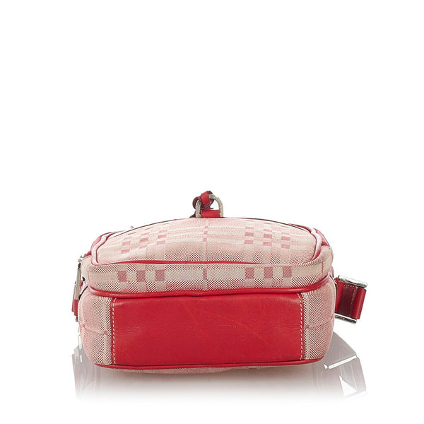 バーバリー ベージュ ピンク キャンバス レザー ショルダーバッグ レディース BURBERRY 【中古】