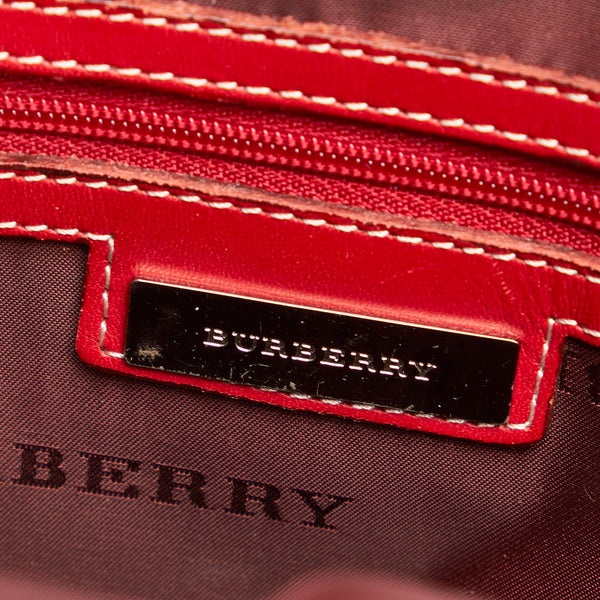 バーバリー ベージュ ピンク キャンバス レザー ショルダーバッグ レディース BURBERRY 【中古】