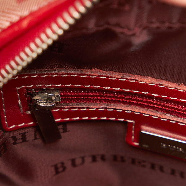 バーバリー ベージュ ピンク キャンバス レザー ショルダーバッグ レディース BURBERRY 【中古】