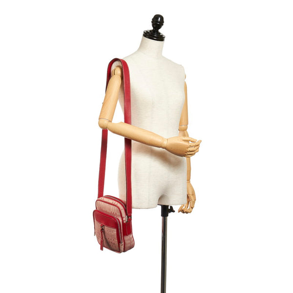 バーバリー ベージュ ピンク キャンバス レザー ショルダーバッグ レディース BURBERRY 【中古】
