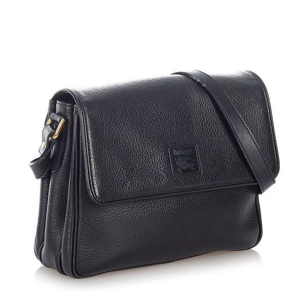 バーバリー ブラック レザー 斜め掛け ショルダーバッグ レディース BURBERRY 【中古】