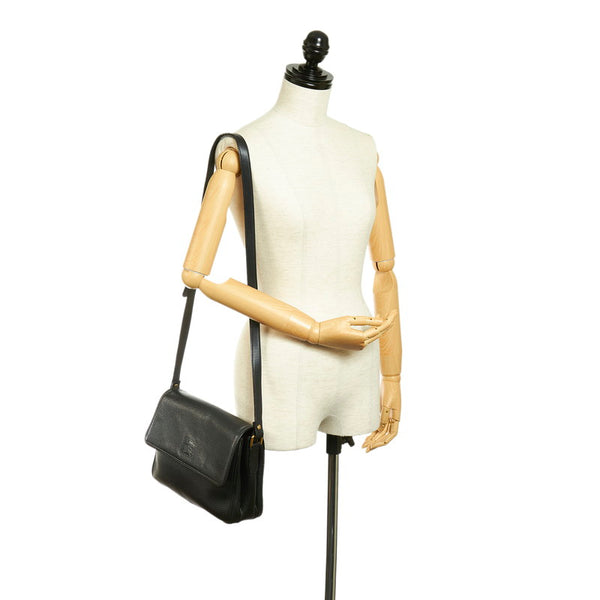 バーバリー ブラック レザー 斜め掛け ショルダーバッグ レディース BURBERRY 【中古】