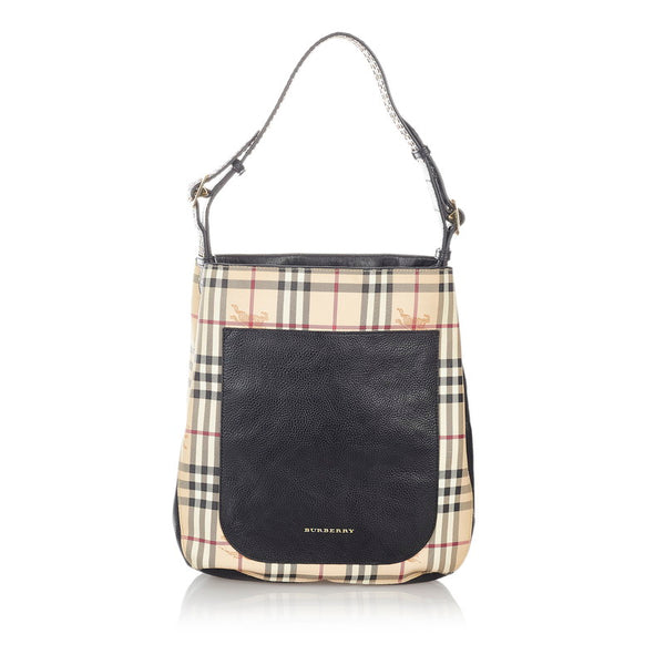 バーバリー ノバチェック ベージュ PVC レザー ショルダーバッグ レディース BURBERRY 【中古】