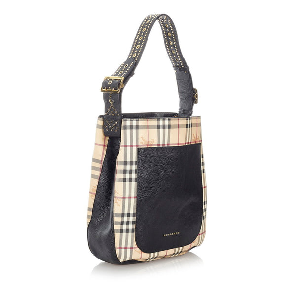 バーバリー ノバチェック ベージュ PVC レザー ショルダーバッグ レディース BURBERRY 【中古】