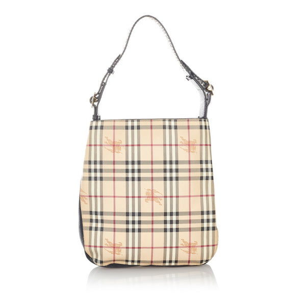 バーバリー ノバチェック ベージュ PVC レザー ショルダーバッグ レディース BURBERRY 【中古】