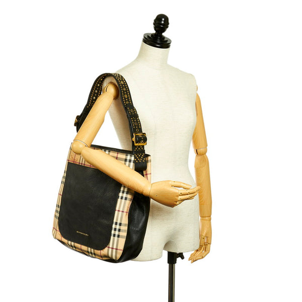 バーバリー ノバチェック ベージュ PVC レザー ショルダーバッグ レディース BURBERRY 【中古】