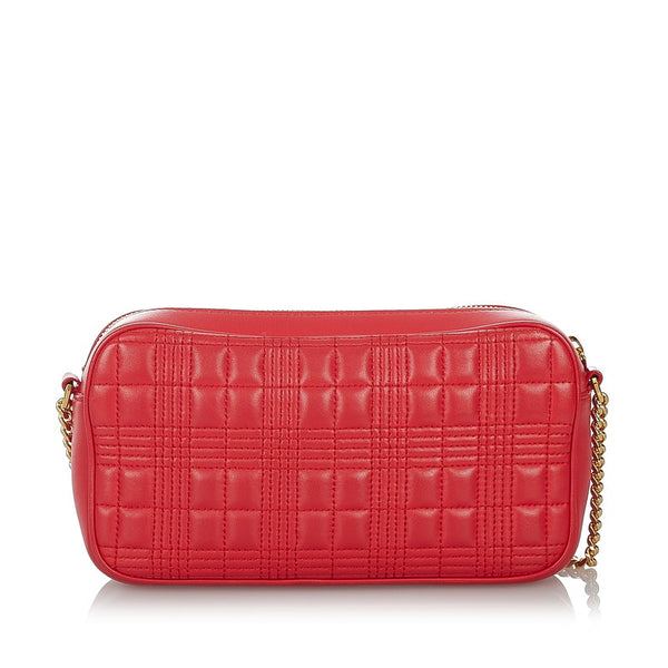 バーバリー チェーン ショルダーバッグ レッド レザー レディース BURBERRY 【中古】