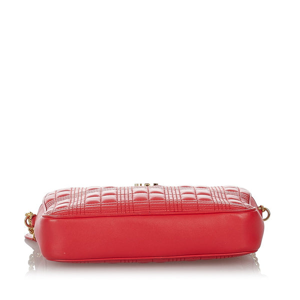 バーバリー チェーン ショルダーバッグ レッド レザー レディース BURBERRY 【中古】
