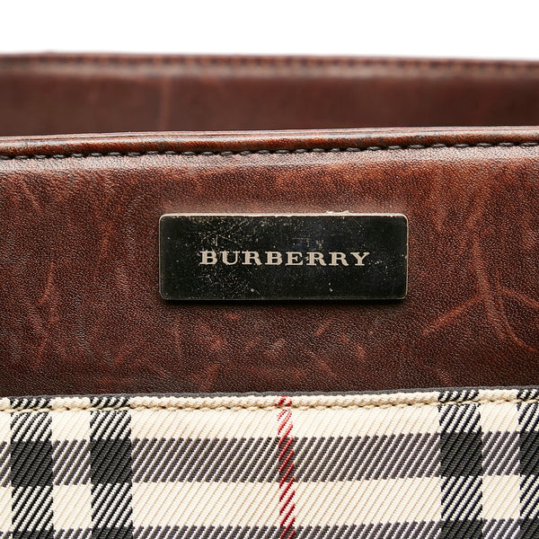 バーバリー ノバチェック ベージュ ブラウン キャンバス レザー トートバッグ レディース BURBERRY 【中古】
