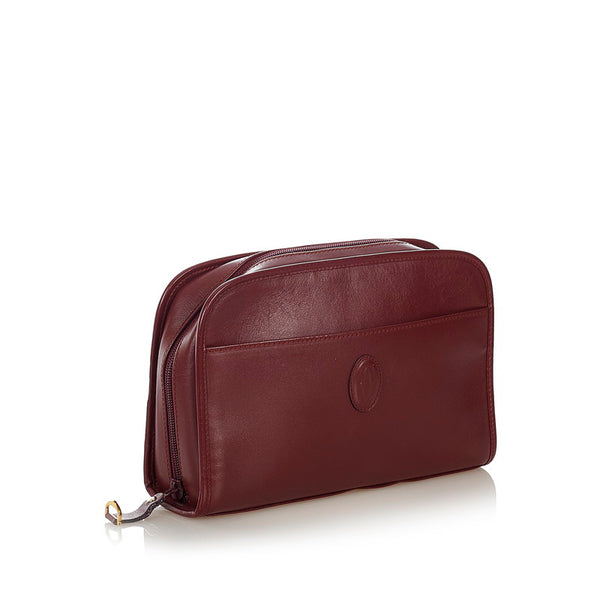 カルティエ セカンドバッグ ボルドー レザー メンズ CARTIER 【中古】