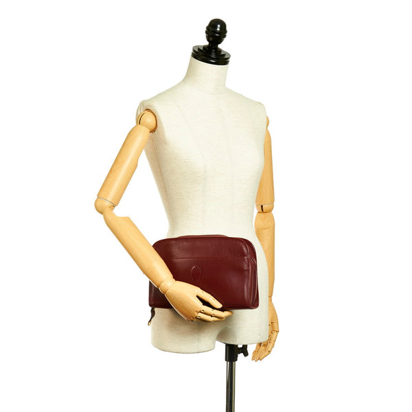 カルティエ セカンドバッグ ボルドー レザー メンズ CARTIER 【中古】