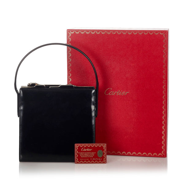 カルティエ ワンショルダー ブラック ゴートスキン レディース CARTIER 【中古】