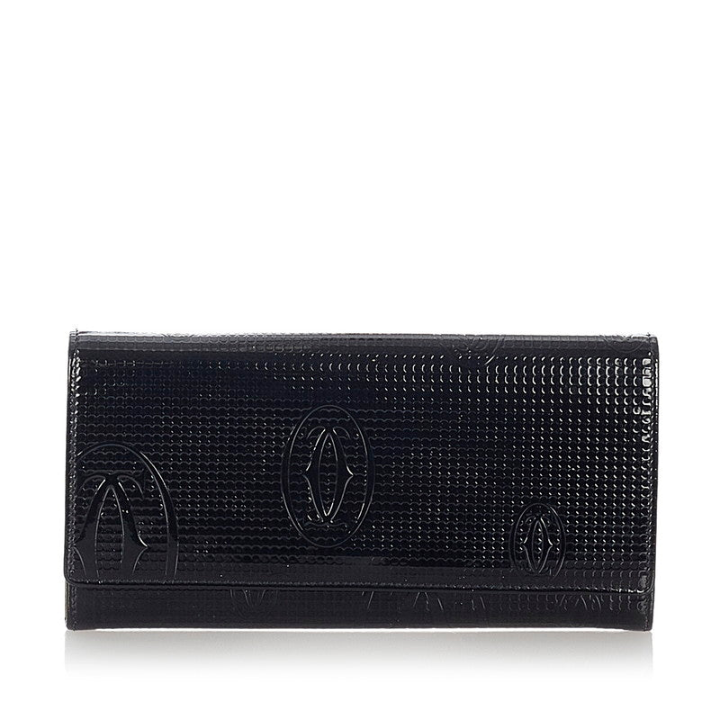 カルティエ 長財布 ブラック パテントレザー レディース CARTIER 【中古】