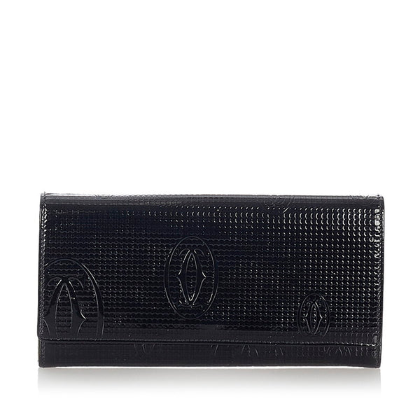 カルティエ 長財布 ブラック パテントレザー レディース CARTIER 【中古】