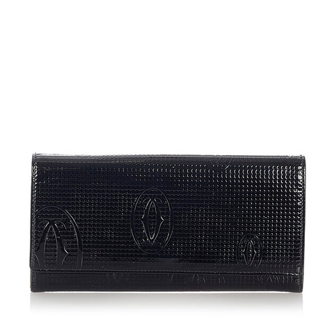 カルティエ 長財布 ブラック パテントレザー レディース CARTIER 【中古】