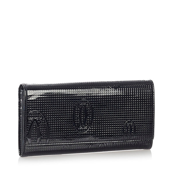 カルティエ 長財布 ブラック パテントレザー レディース CARTIER 【中古】