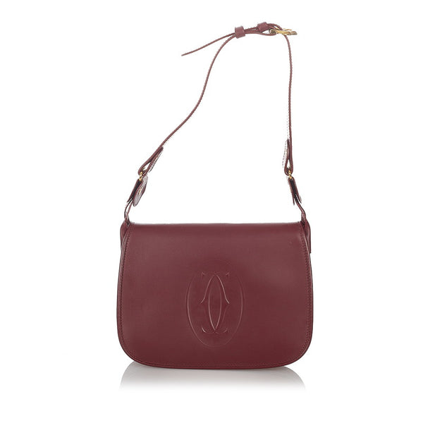 カルティエ マスト LL173603 ワインレッド レザー ショルダーバッグ レディース CARTIER 【中古】