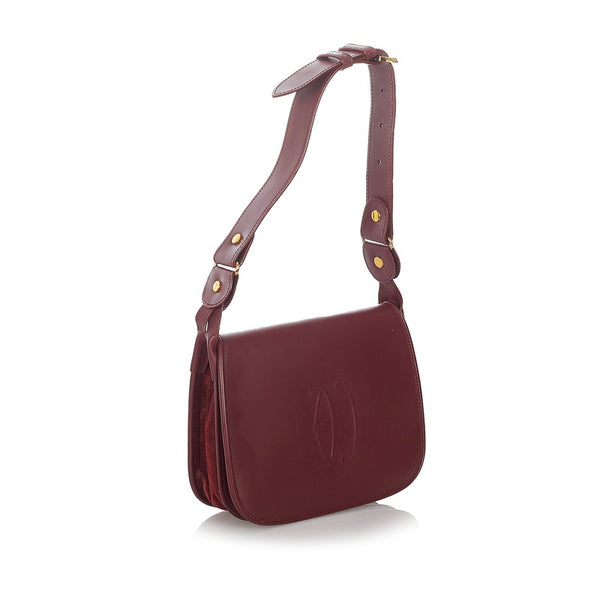 カルティエ マスト LL173603 ワインレッド レザー ショルダーバッグ レディース CARTIER 【中古】