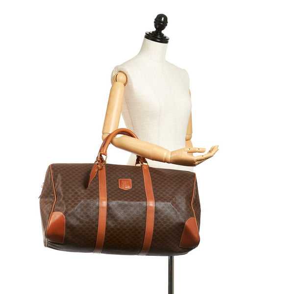 セリーヌ マカダム ブラウン PVC レザー ボストンバッグ レディース CELINE 【中古】