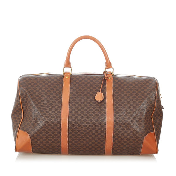 セリーヌ マカダム ブラウン PVC レザー ボストンバッグ レディース CELINE 【中古】