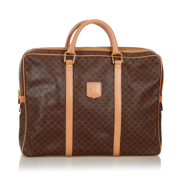 セリーヌ マカダム ビジネスバッグ ブラウン PVC レザー メンズ CELINE 【中古】