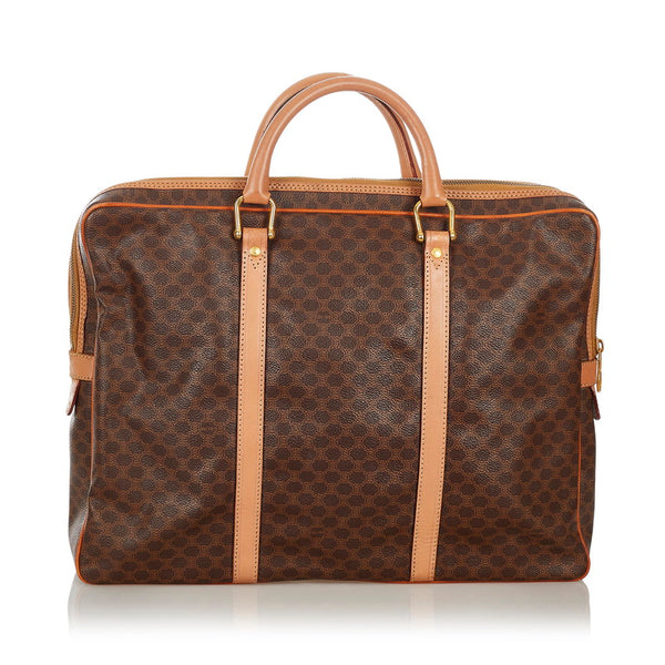 セリーヌ マカダム ビジネスバッグ ブラウン PVC レザー メンズ CELINE 【中古】