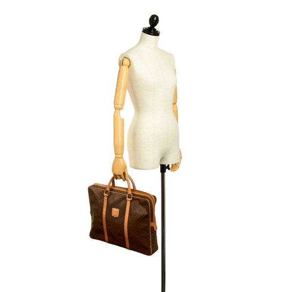 セリーヌ マカダム ビジネスバッグ ブラウン PVC レザー メンズ CELINE 【中古】