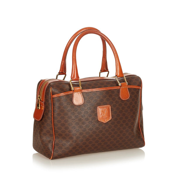 セリーヌ マカダム ブラウン PVC レザー ハンドバッグ ミニボストン レディース CELINE 【中古】