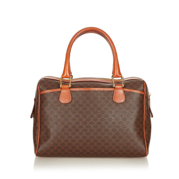 セリーヌ マカダム ブラウン PVC レザー ハンドバッグ ミニボストン レディース CELINE 【中古】