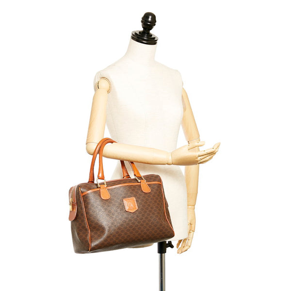 セリーヌ マカダム ブラウン PVC レザー ハンドバッグ ミニボストン レディース CELINE 【中古】