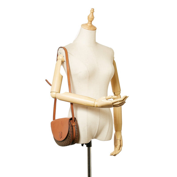 セリーヌ マカダム ブラウン PVC レザー ショルダーバッグ レディース CELINE 【中古】