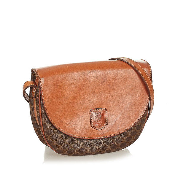 セリーヌ マカダム ブラウン PVC レザー ショルダーバッグ レディース CELINE 【中古】