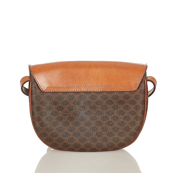 セリーヌ マカダム ブラウン PVC レザー ショルダーバッグ レディース CELINE 【中古】