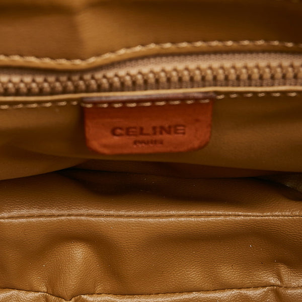 セリーヌ マカダム ブラウン PVC レザー ショルダーバッグ レディース CELINE 【中古】