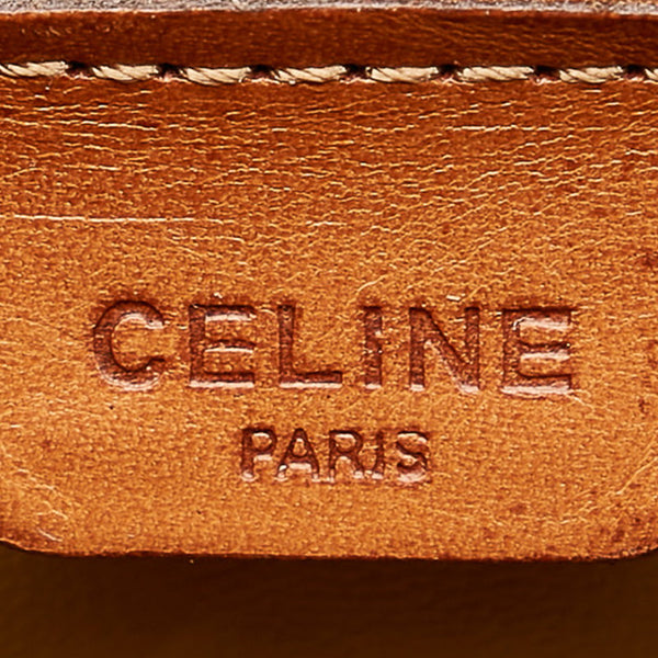 セリーヌ マカダム ブラウン PVC レザー ショルダーバッグ レディース CELINE 【中古】
