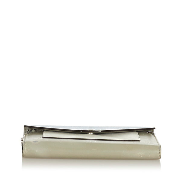 セリーヌ ブルー ベージュ レザー ウォレットチェーン レディース CELINE 【中古】