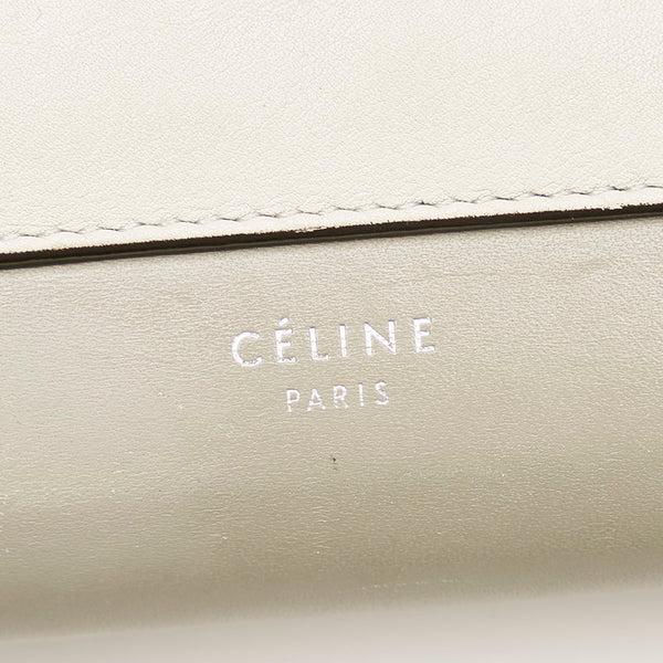 セリーヌ ブルー ベージュ レザー ウォレットチェーン レディース CELINE 【中古】