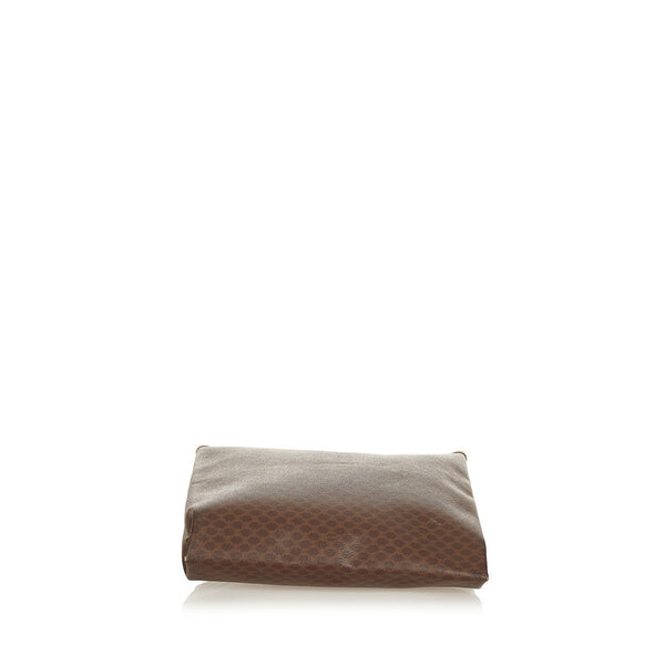 セリーヌ マカダム ブラウン PVC レザー トートバッグ レディース CELINE 【中古】