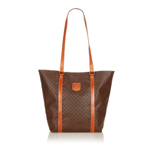 セリーヌ マカダム トートバッグ MC98/1 ブラウン PVC レザー レディース CELINE 【中古】