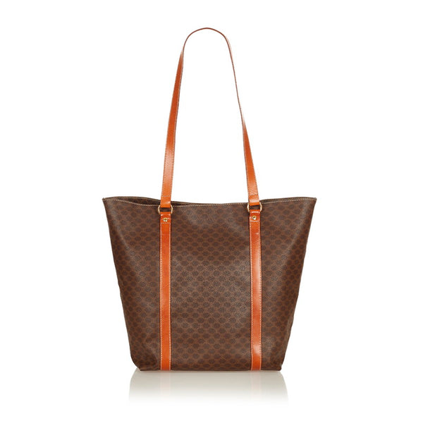 セリーヌ マカダム トートバッグ MC98/1 ブラウン PVC レザー レディース CELINE 【中古】