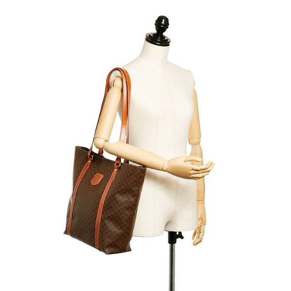 セリーヌ マカダム トートバッグ MC98/1 ブラウン PVC レザー レディース CELINE 【中古】