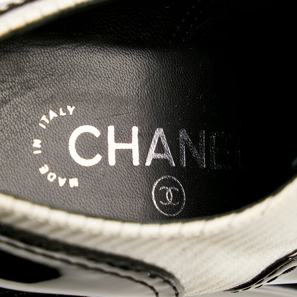 シャネル ドレスシューズ ブラック ホワイト エナメル レディース CHANEL 【中古】